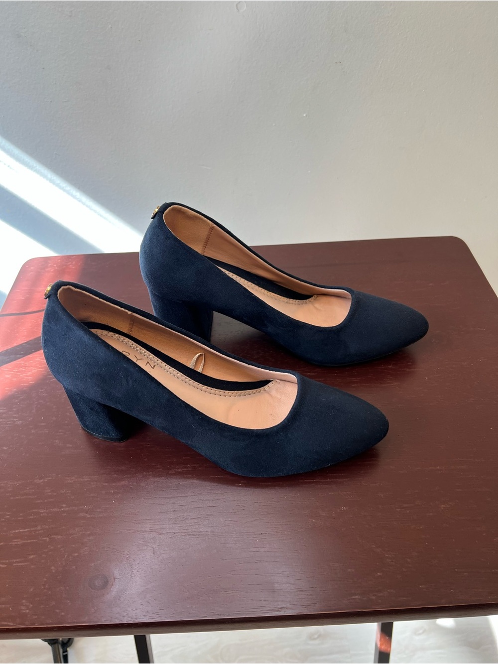 Taryn Rose Navy Suede Block Heel Pumps Comfort Dress Shoes Size 6.5
